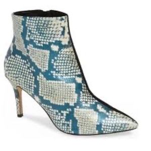 Something Navy Elise Colorblock Snakeskin Booties